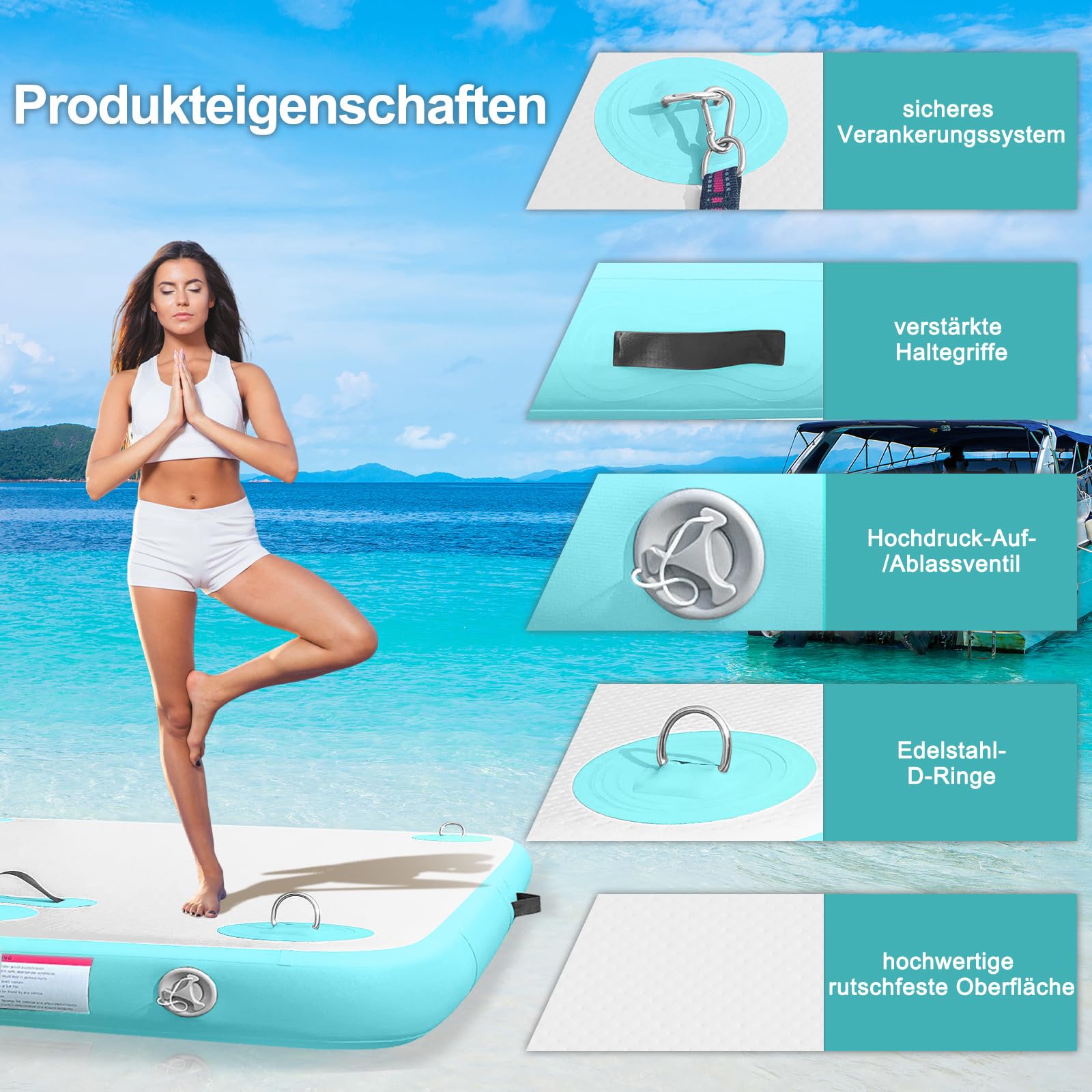 AWSUM Piattaforma gonfiabile per il nuoto Air Dock Piattaforma galleggiante Dock galleggiante Dock gonfiabile per lago, piscina, spiaggia, oceano