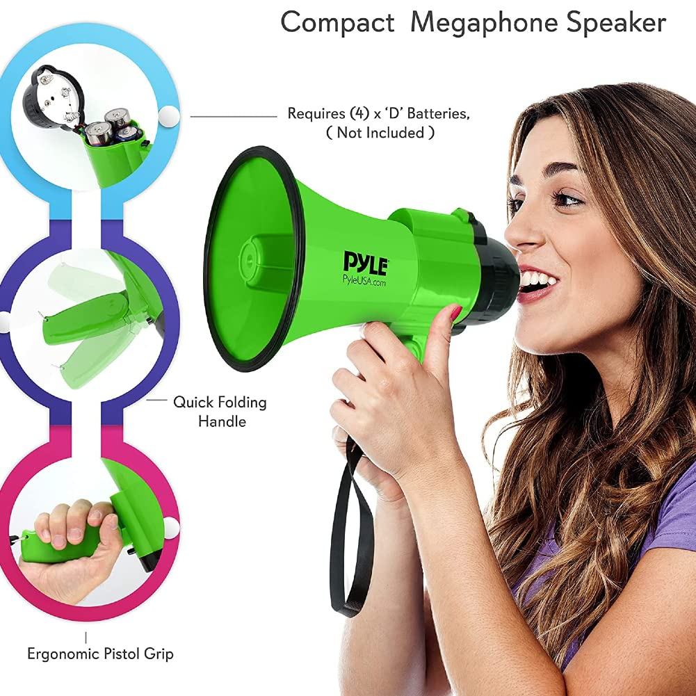 GK SOUND 1 megáfono PMP32GR Verde 30 Watts MAX hasta 750 Metros con Sirena incorporada para Uso Interior y Exterior, reuniones Deportivas huelgas demostraciones, 1 Pieza
