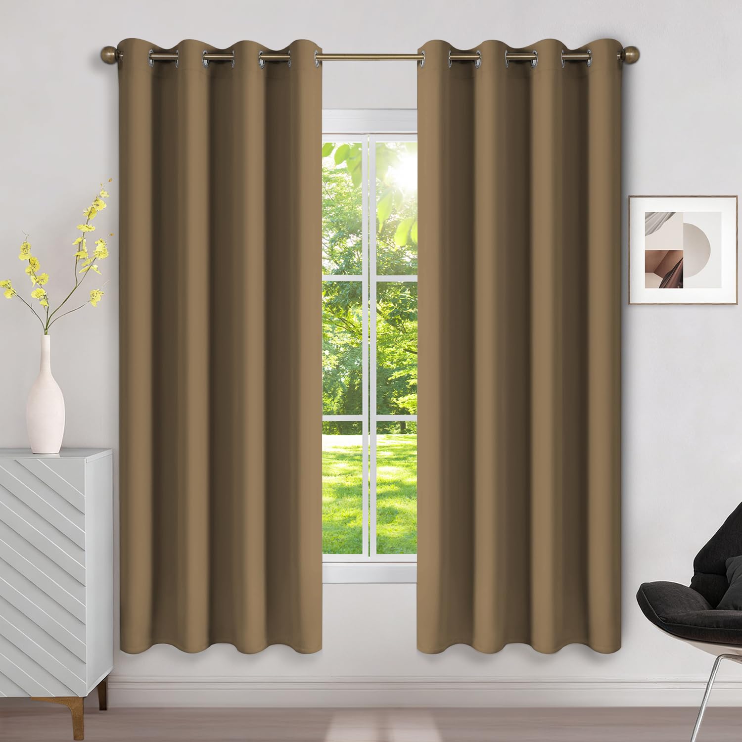 Runyéla Verdunklungsvorhänge mit Ösen Gardinen 2er Set, Vorhänge Blickdicht Thermovorhang Hitzeschutz, Ösenvorhang Thermogardine für Schlafzimmer Wohnzimmer Blackout Curtain