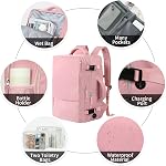 Hanples Travel Backpack for Women as Person Item Flight Approved, Large Carry On Backpack, 17.3 Inch Laptop Backpack, Waterproof Backpack, Hiking Backpack, Casual Bag (Pink)