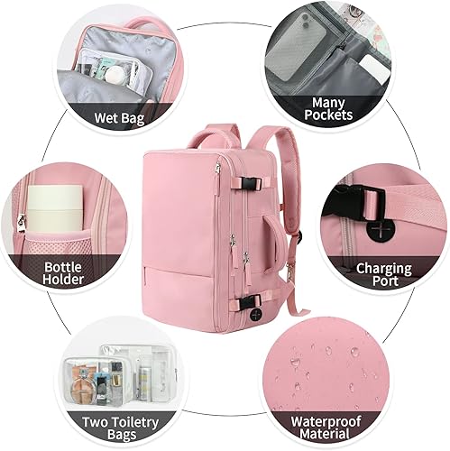 Miniatura 114 de Hanples Mochila de viaje, mochila para laptop, mochila de mano para escuela y senderismo, Negro -, Mochilas de viaje Negro -,Beige,Gris,gris