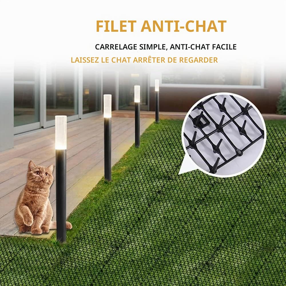 NEWFUN 2 pièces Tapis Anti-Chat avec Pointes,200*30cm Tapis de Dissuasion répulsif pour Chat Chien Animal,Avec 16 Ancrages au sol en Forme de U,Répulsif Chats Chiens Naturel & Écologique pour Jardin