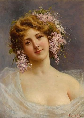 1000 piezas - Pintura del museo - Rompecabezas - Chica con lilas  por Achille BeltramEstudiar bellas artes como tú rompecabezas  Marco digno
