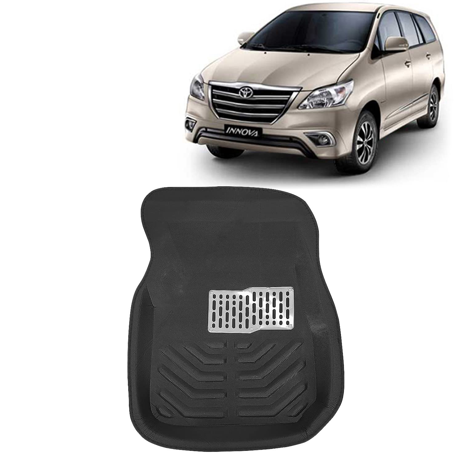 KINGSWAY® 3D Car Floor Foot Mats Compatible with Toyota Innova (Year 2012 to 2015) - Complete Set of 4 Pieces, PVC Material Car Mat, 100% Washable, Color Black