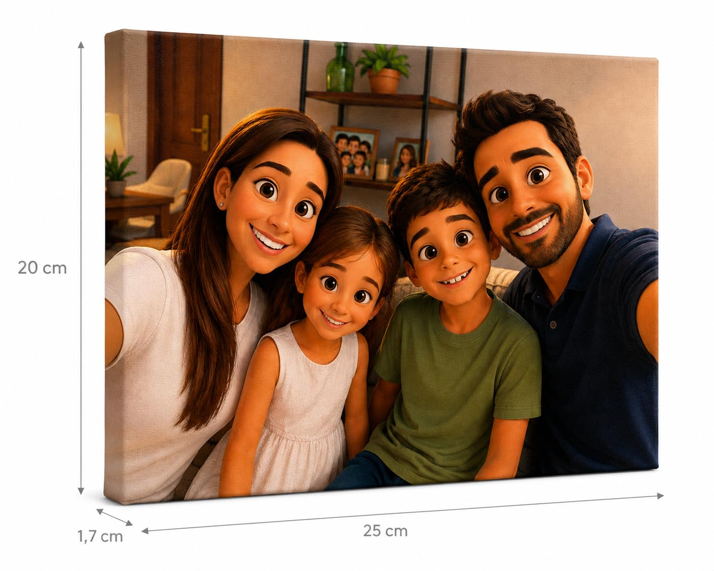 Genérico Impression sur toile personnalisée avec photo transformée en dessin animé caricature | Tableau personnalisé avec portrait animé à partir de votre photo | Impression sur toile 25x20 - Cadeau