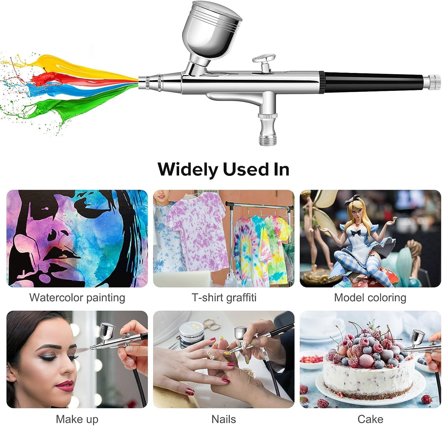 Gocheer 40PSI Mini de Aerógrafo, Doble Acción Multi-Función Kit De Aerógrafo con Compresor para Pintura Aerografo Portatil para Decoración Tartas Maquillaje Arte Artesanía Diseño Uñas Modelo Tatuaje