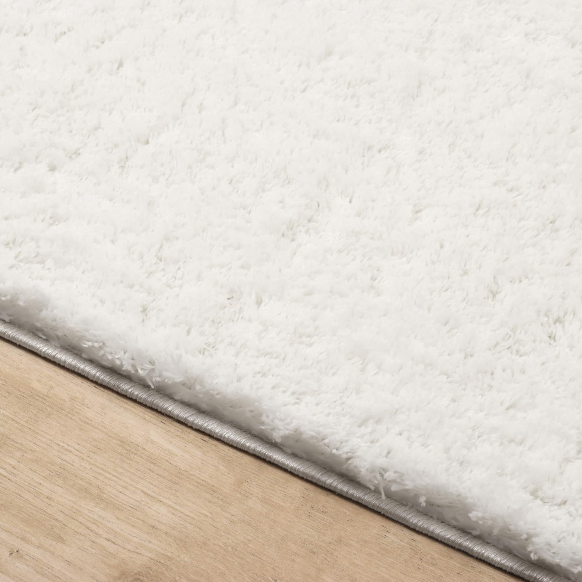 Nazar Tapis Cosy Uni Shaggy Moelleux, Salon, Chambre, Doux à Poils Longs (160x230 cm, Blanc)