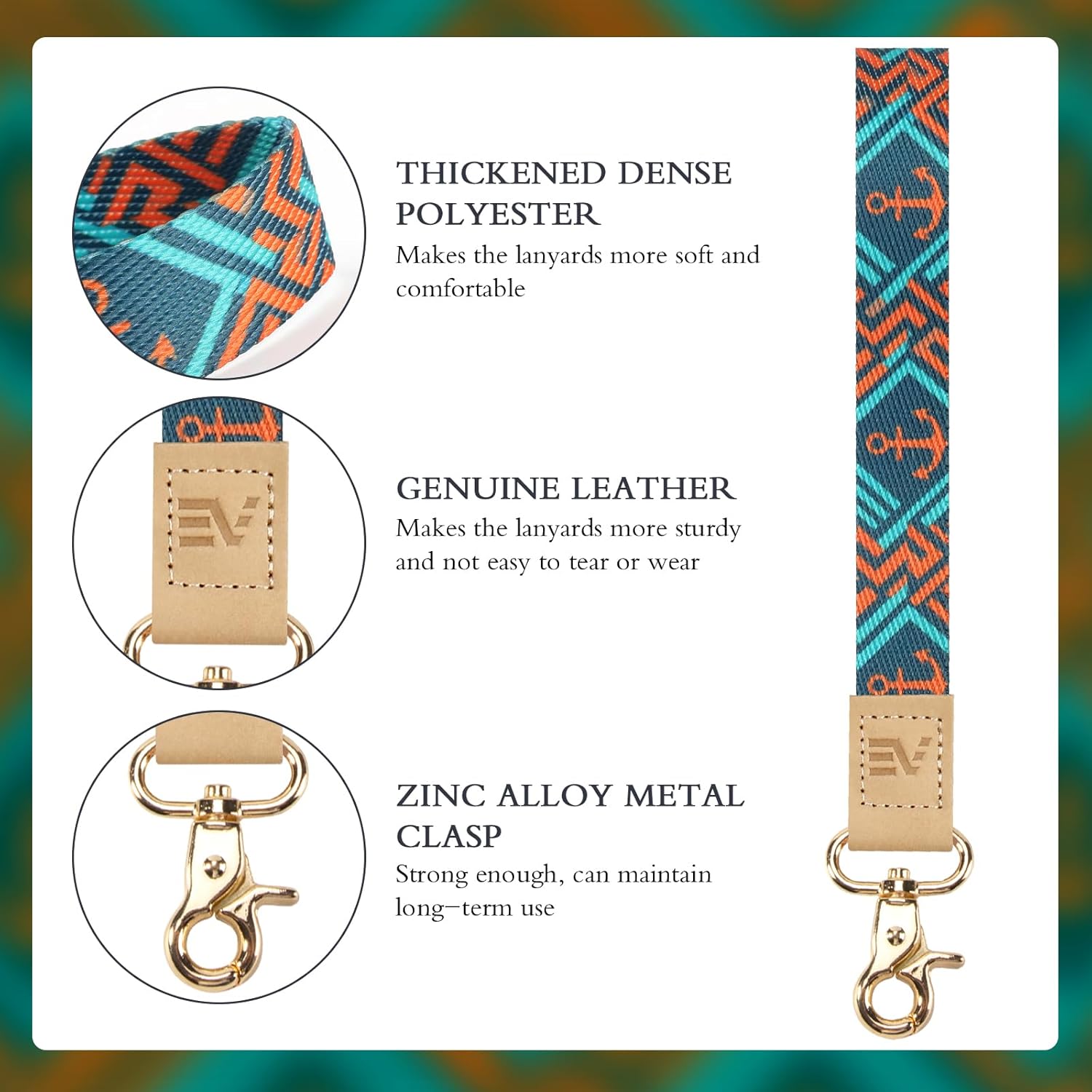 EcoVision Cute Keychain Lanyards for Keys, Wristlet Key lanyard for Women, Badge Lanyards Strap with 2 keyrings - Image 3