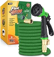 Flexi Hose 50FT Expandable Garden Hose with 8-Function Nozzle - Lightweight No-Kink, Brass Fittings, Double Latex Core - Green