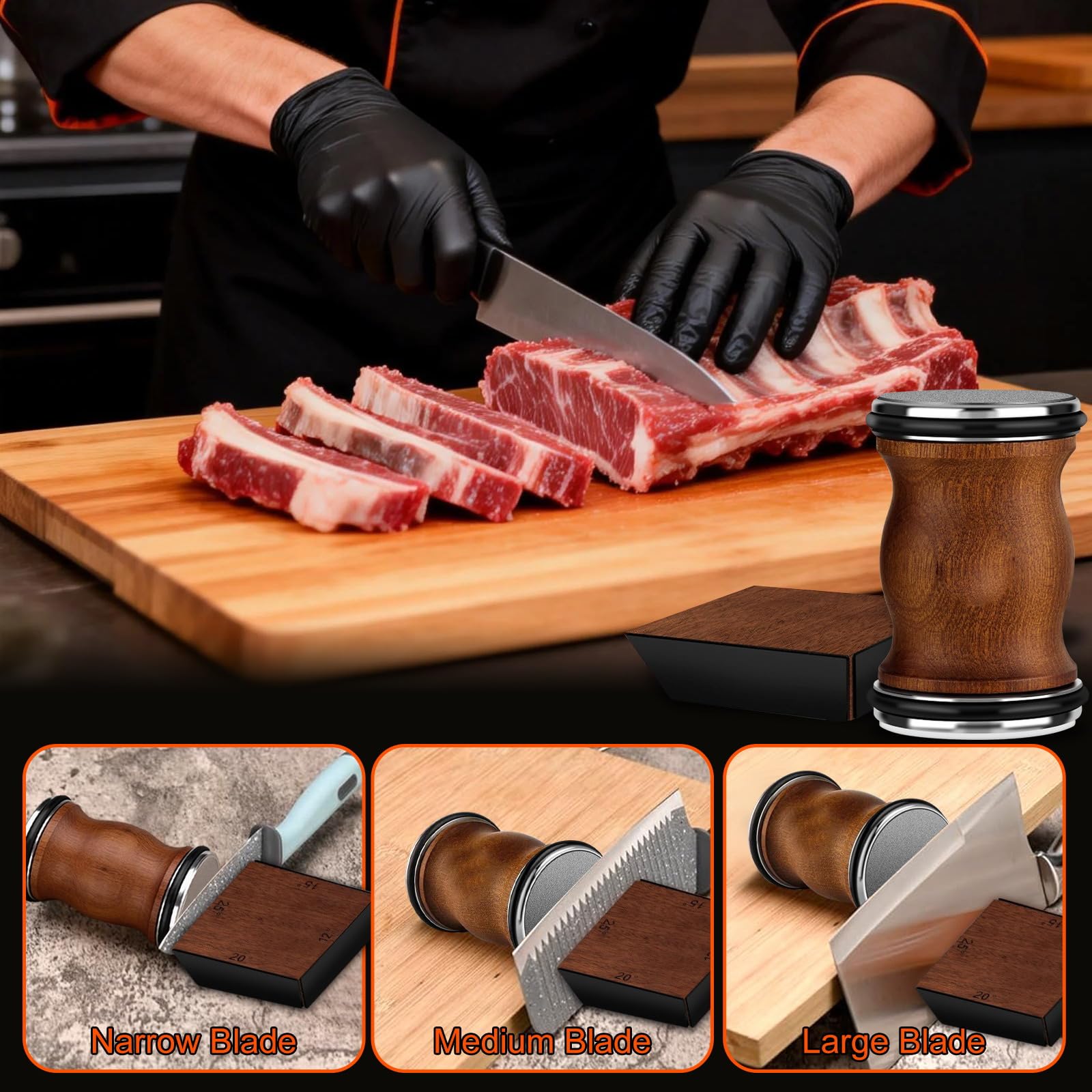 Nuevo Juego De Afilador De Cuchillos, Utensilio De Cocina | Con Fijación Magnética y Silicona Antideslizante, Kit De Afilado Sencillo, Adecuado Para Afilar Cubiertos