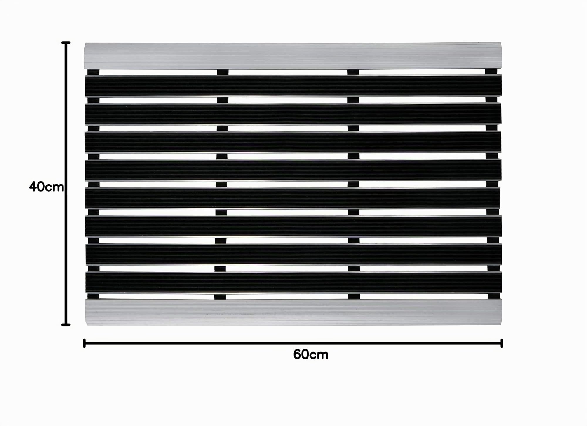 andiamo Exclusive Fußabtreter Türmatte Gummimatte Aluminium Sauberlaufmatte Fußmatte, schwarz, 40 x 60 x 0,8 cm
