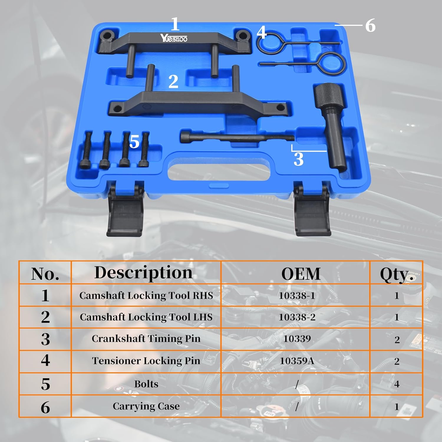 Camshaft Crankshaft Locking Timing Tool Kit Compatible with Jeep Grand Cherokee V6, Chrysler 3.0 Diesel Engine, Engine Codes EXF, VM23D, VM44D, OEM 10359A 10338-1 10339, Cam Timing Tool Kit