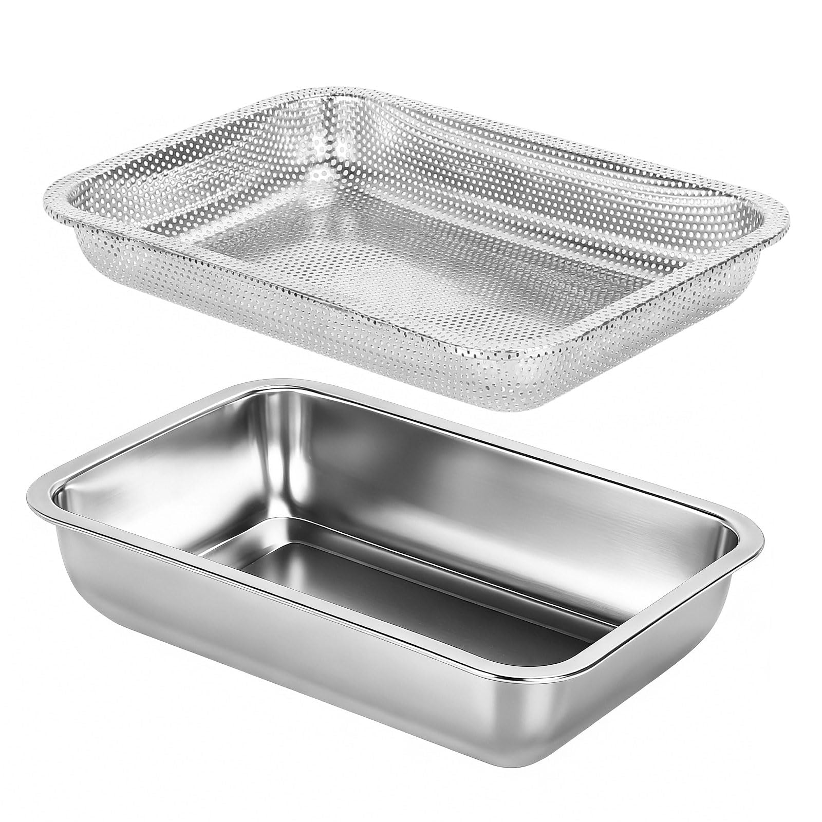 3 Stück Microgreens Growing Kit, Microgreen Schalen für Samensprouter, Sprossenschale zum Anbau von frischen Sprossen, Weizengras, Alfalfa Samen Keimung, Edelstahl