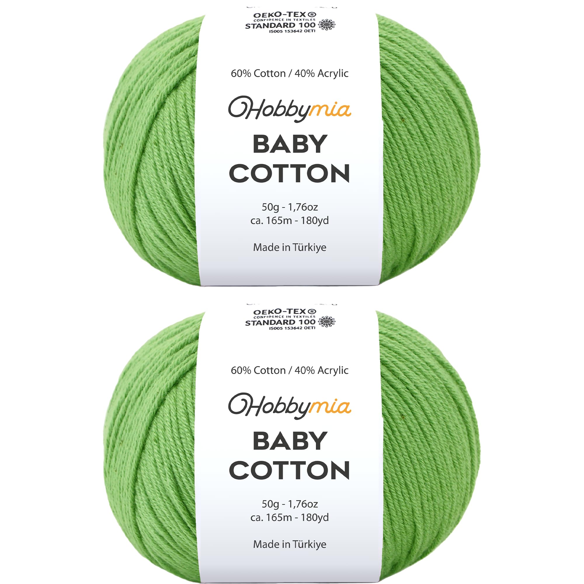Baby Cotton Blend Yarn – Soft Sport Weight Yarn for Crochet & Amigurumi - 50g/180yds - 60% Cotton 40% Acrylic - Ideal for Baby & Knitting Proj.(Neon Green, 1 Ball) — view 119