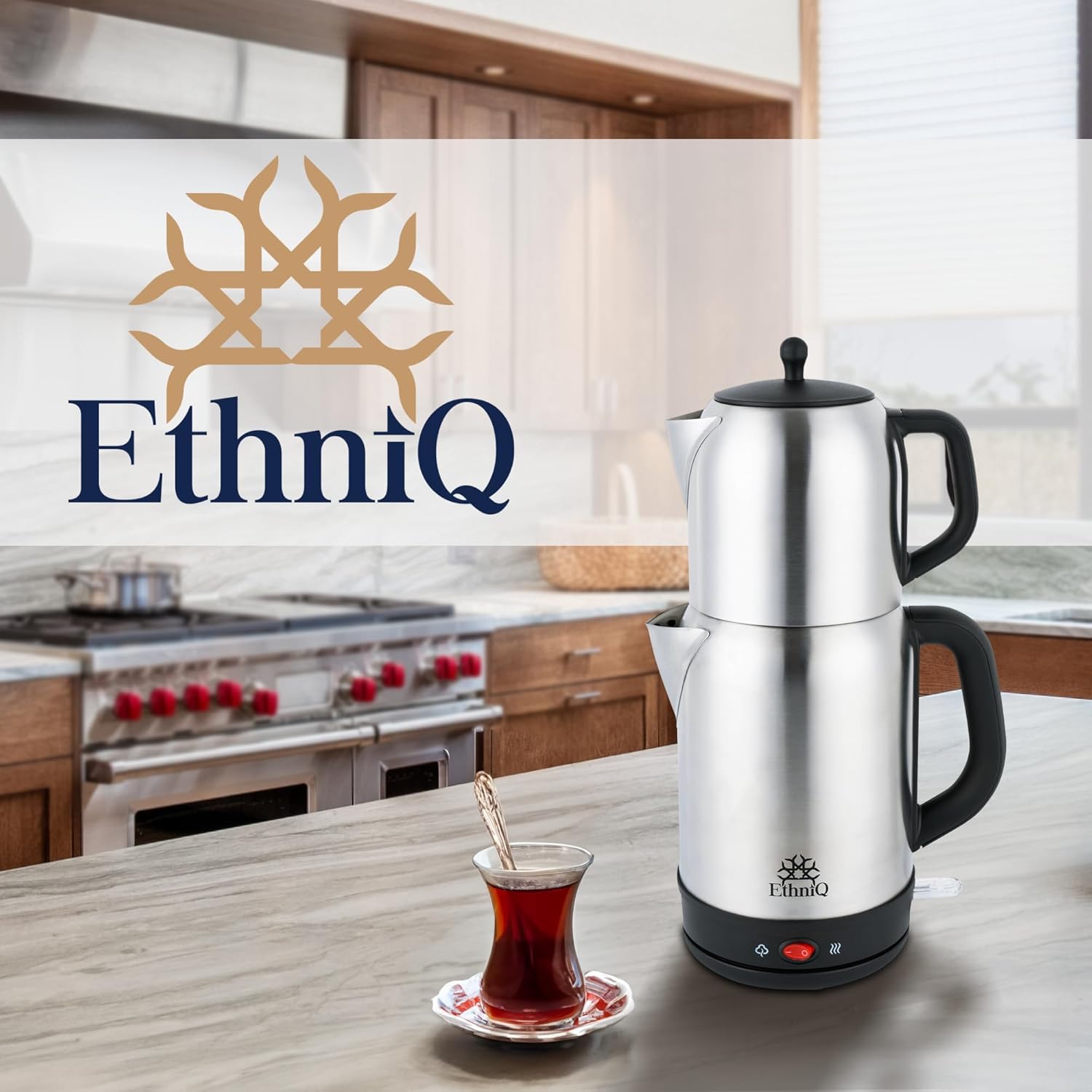 EthniQ Stainless Steel Electric Turkish Tea Maker with Infuser