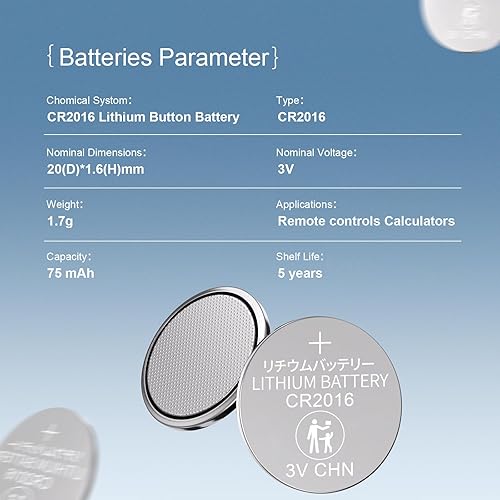 Miniatura 3 de Fuspower CR2016 Batería CR 2016 3V Baterías de litio Batería de celda de moneda 2016 para perros remotos sin llave Collar Garaje puerta abridor 50