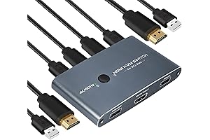 TCNEWCL KVM Switch HDMI for 2 Computers, 2 Port HDMI KVM Switch...