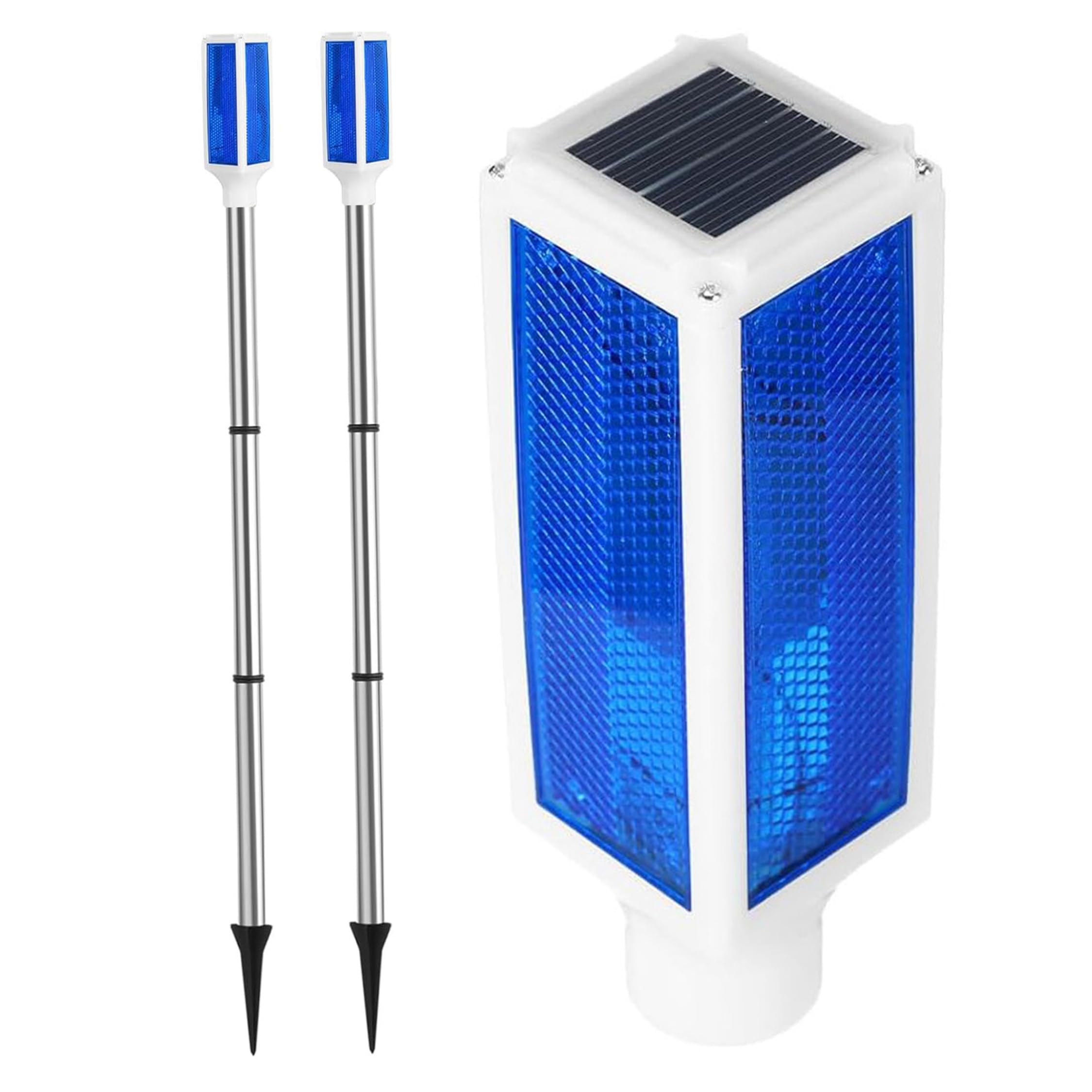 StaZamor 2PCS 30 Inch Blue Solar Driveway Marker Lights, Waterproof Solar Powered Pathway Driveway Lights for Garden Lawn Landscape Marking