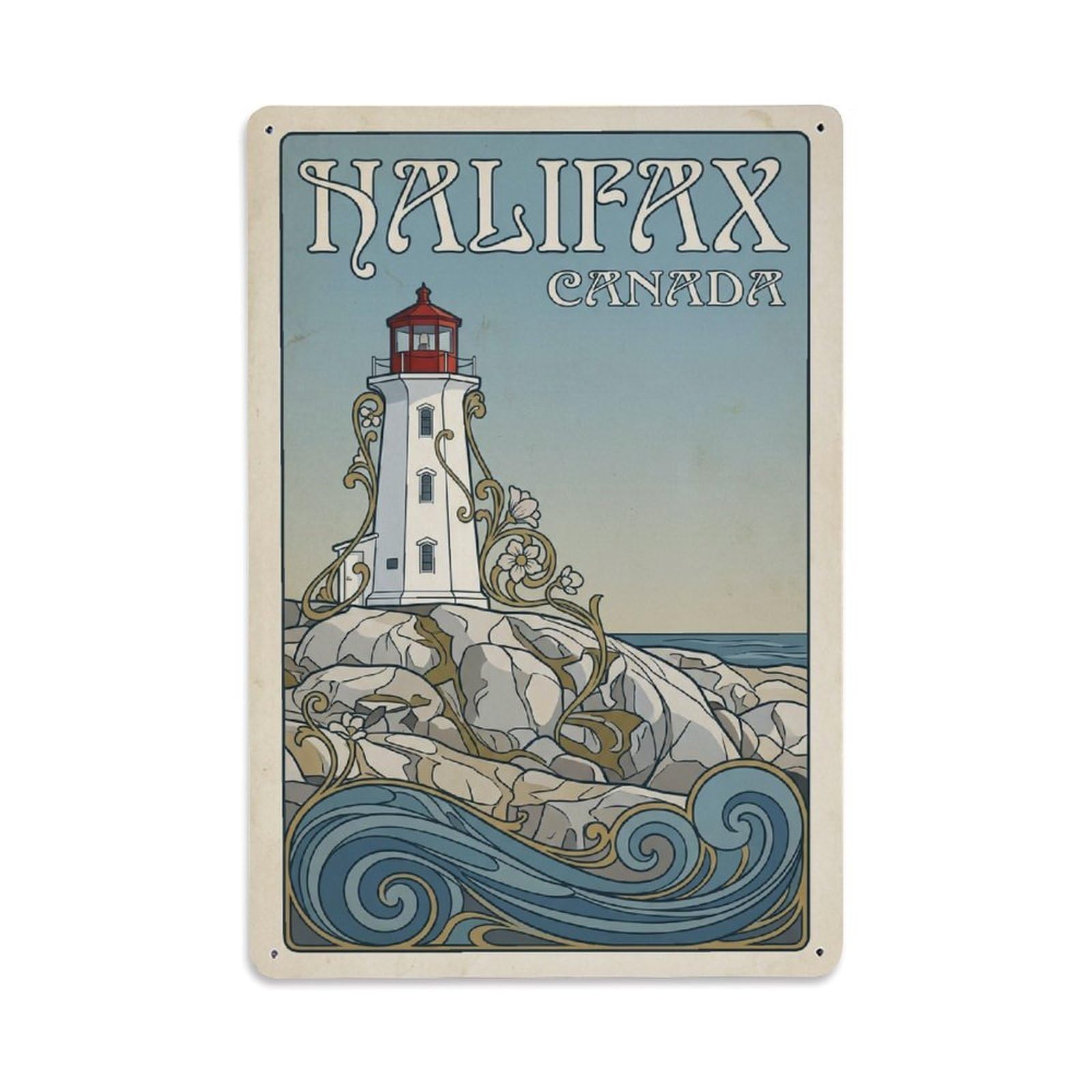 Retro Travel Canada Halifax Metal Tin Sign