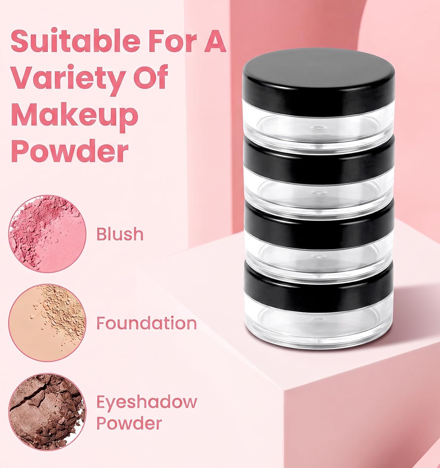 4Pcs Travel Powder Container, 0.34oz Small Loose Powder Containers, Empty