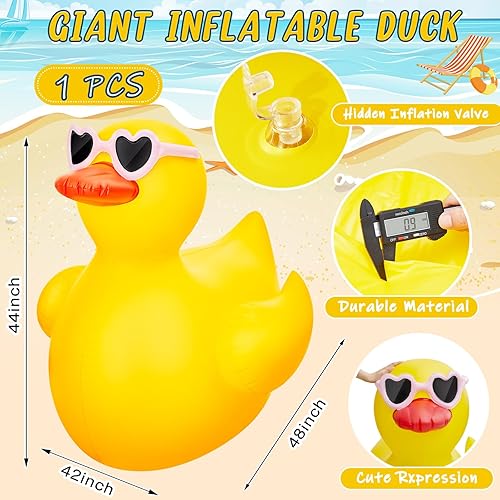 Miniatura 44 de Hungdao Paquete de 2 patos inflables gigantes de 4 pies, enorme pato de goma, pato, inflable, pato, piscina, piscina, decoración de fiesta
