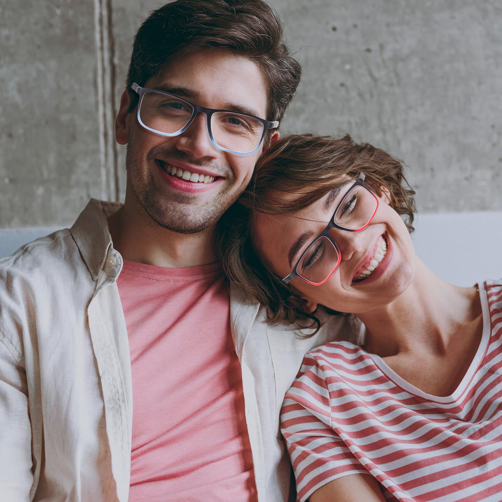 BLOEXCLU - 4er Pack Progressive multifokale Lesebrille für Damen und Herren, Sportstil TR90, mit Blaulichtfilter für Computer (Rot, Blau, Schwarz und Transparent, 1 Stück)