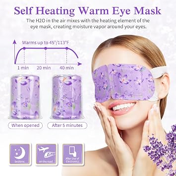 Steam Eye Mask 12 Packs, Lavender Self Heated Eye Mask for Dry Eyes, Dark Circles and Puffiness, Comfortable and Relax Sleep Mask, Relief Stress Eye Fatigue
