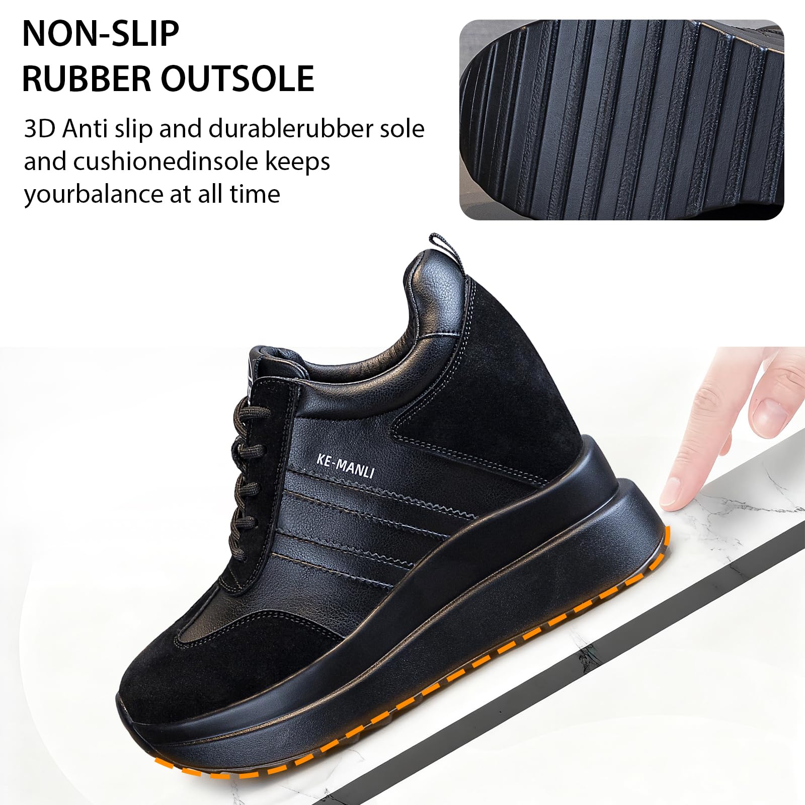 AONETIGER Zapatillas Cuña Mujer Moda Plataforma Tacón 10cm Gr.34-39EU | Antideslizante Transpirable | Cordones Wedge Sneakers Deportivos Ligeras | ideales para Diario, Oficina y Ocio