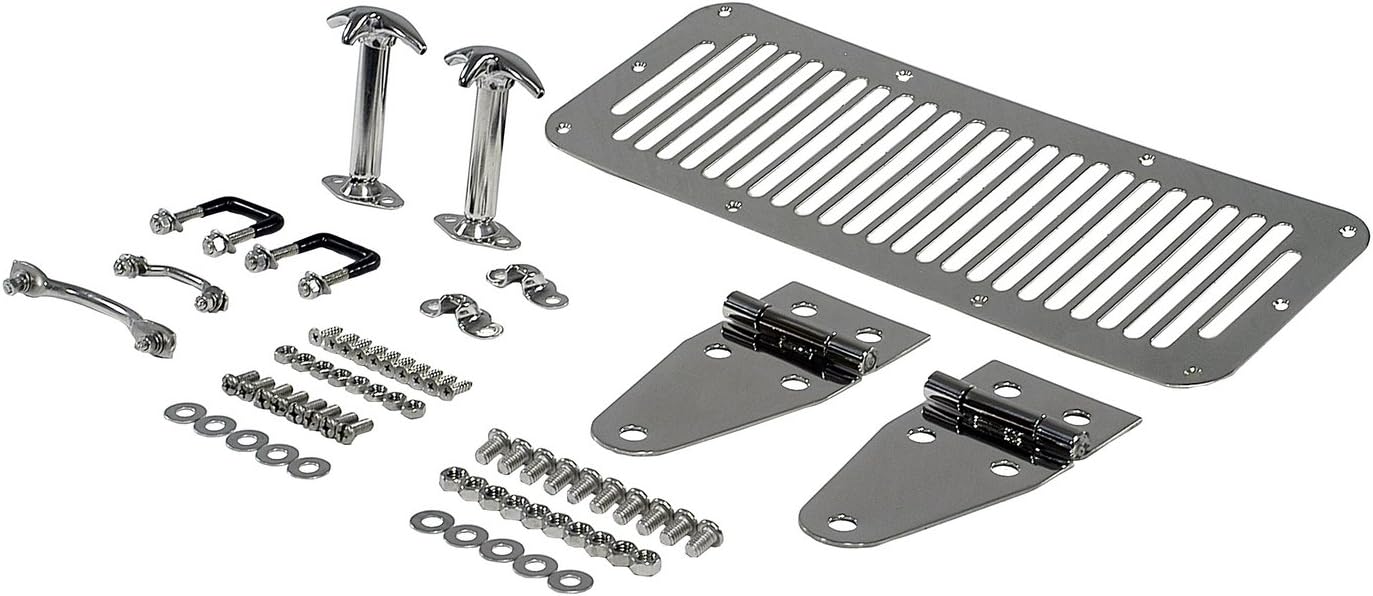 Rugged Ridge | Hood Kit, Stainless Steel | 11101.01 | Fits 1976-1986 Jeep CJ; 1987-1995 Jeep Wrangler YJ