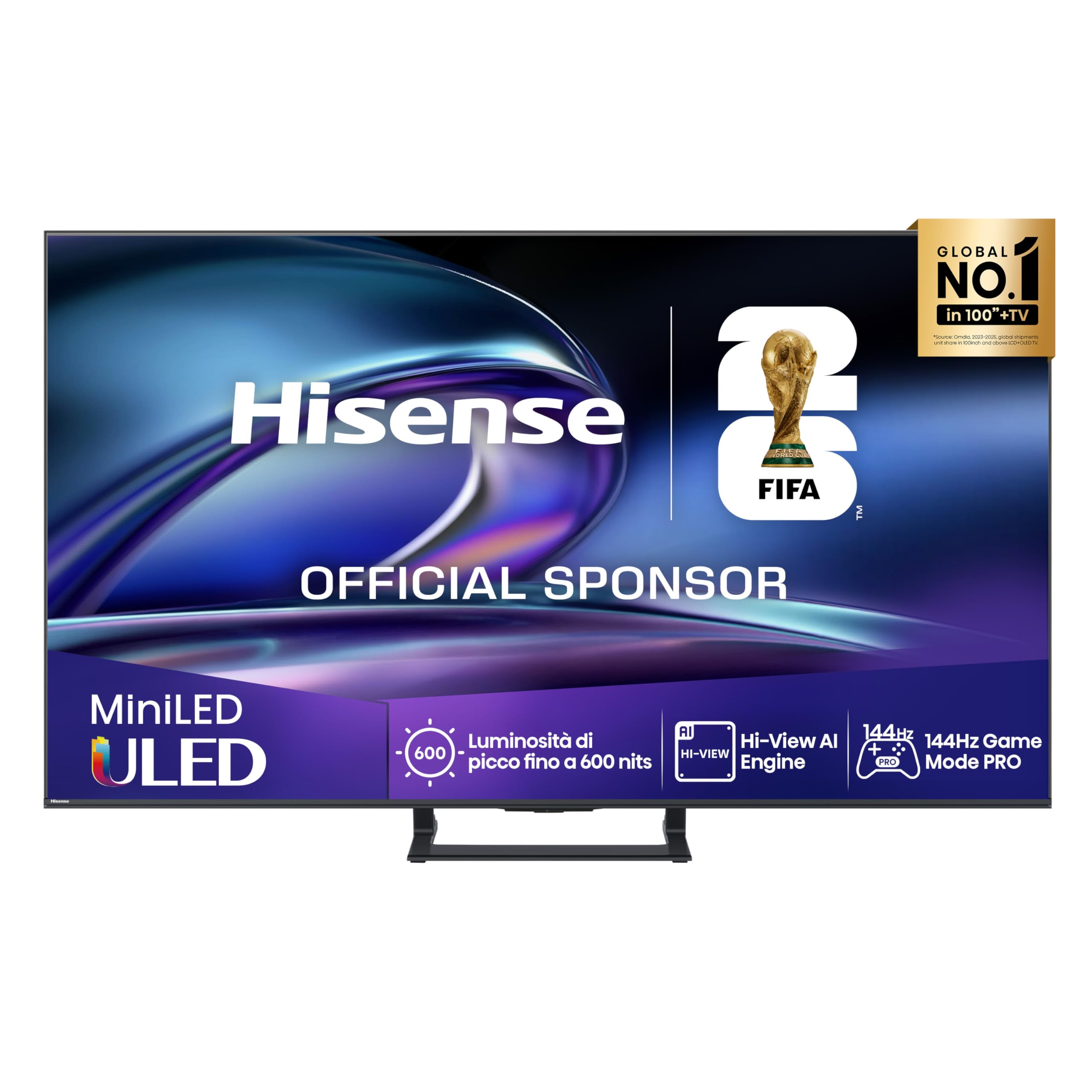 schermo tv 75 inch hisense mini-led 144hz 4k