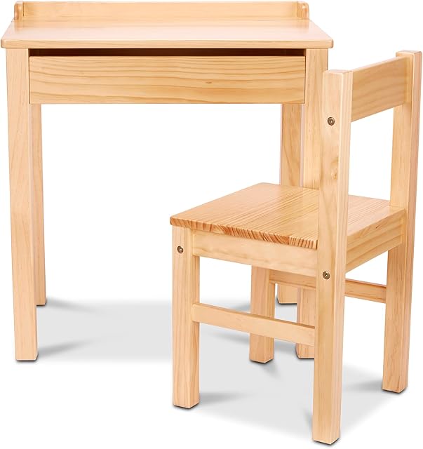 Melissa & Doug Honey Wooden Lift-Top Desk & Chair
