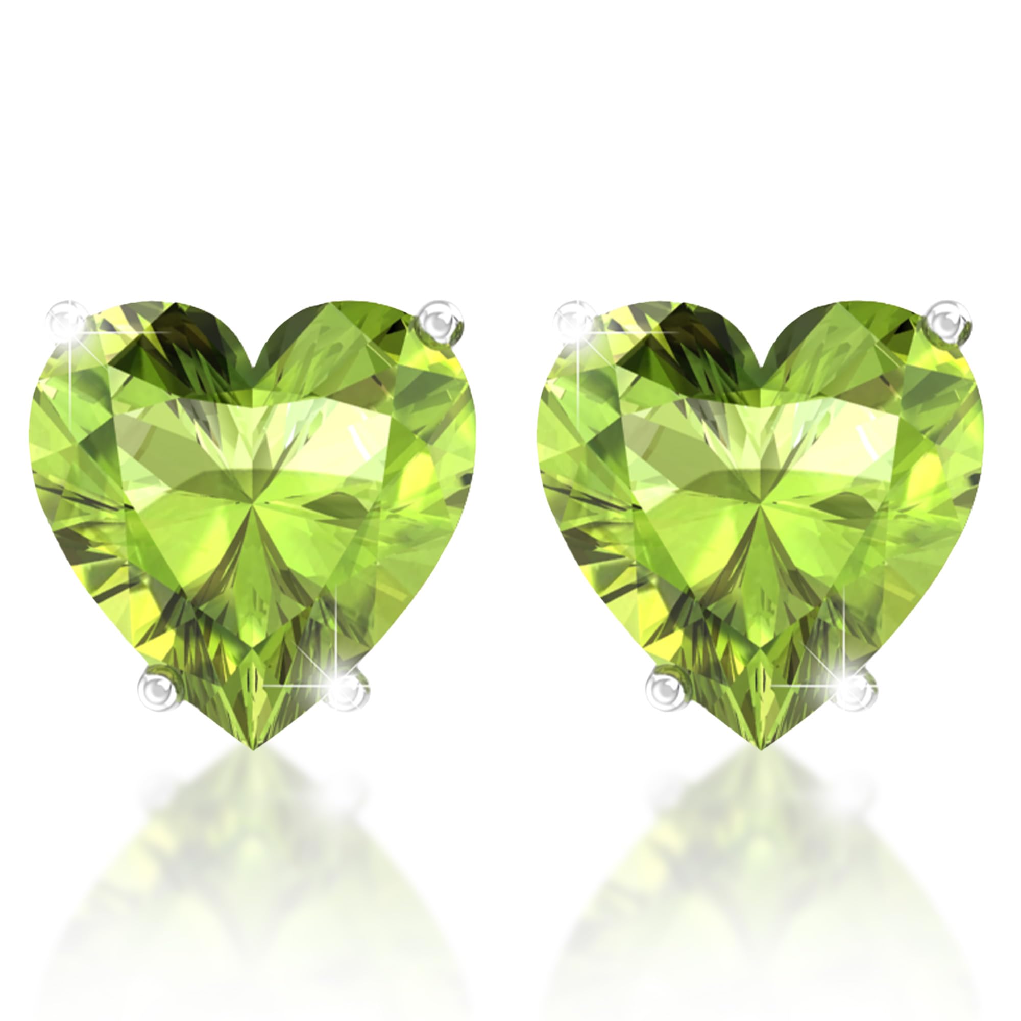 Belinda Jewelz Women's Sterling Silver Stud Earrings 5mm with Heart Shape Cubic Zirconia Gemstone Earring Solitaire Prong Jewelry Gift for Wedding