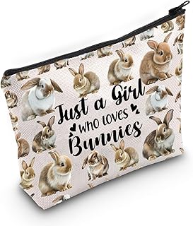 Funny Bunny Cosmetic Bag Animal Lover Gift Just A Girl Who Loves Bunnies Makeup Zipper Pouch Bag Bunny Lover Gift (Bunnies)