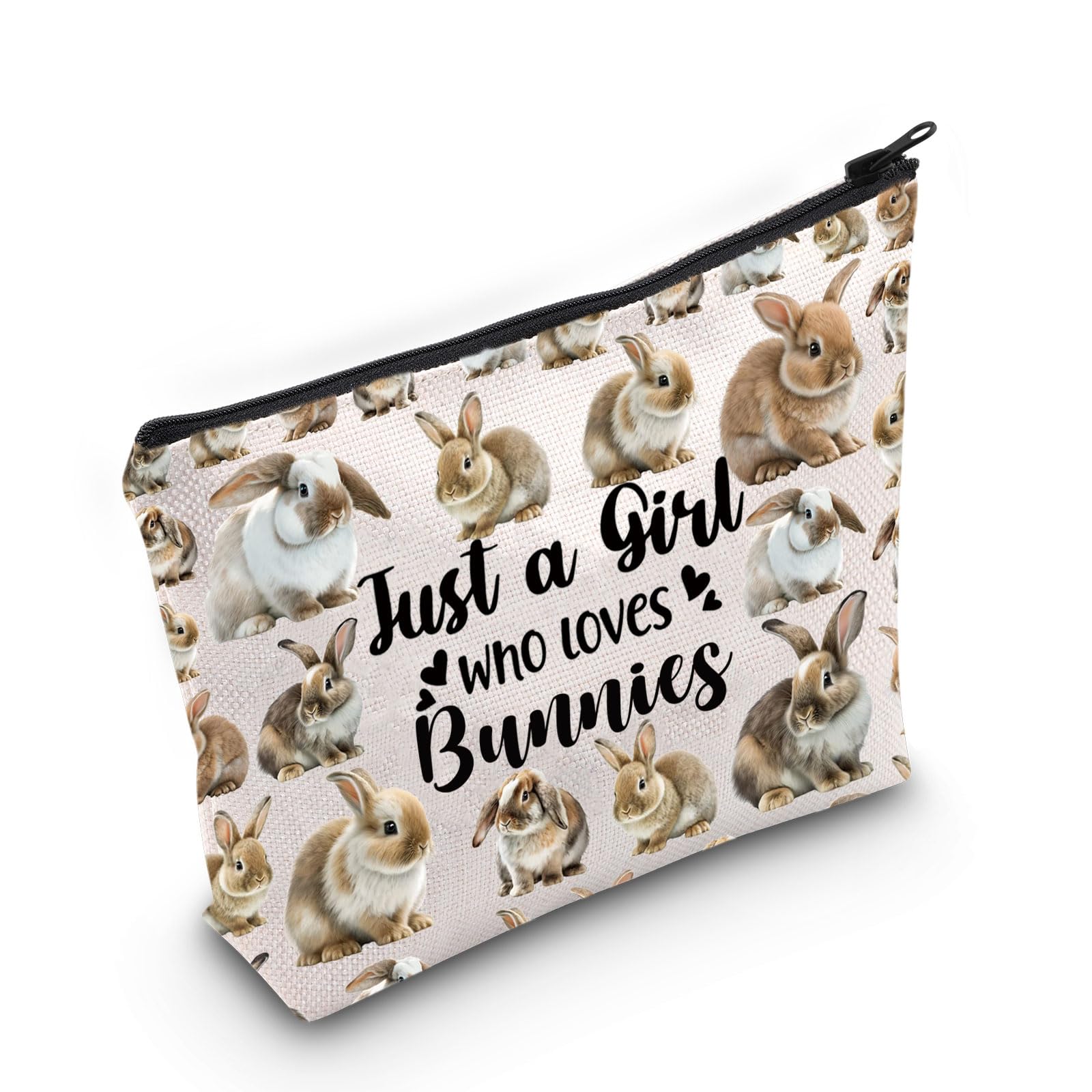 LEVLO Funny Bunny Cosmetic Bag Animal Lover Gift Just A Girl Who Loves Bunnies Makeup Zipper Pouch Bag Bunny Lover Gift (Bunnies)