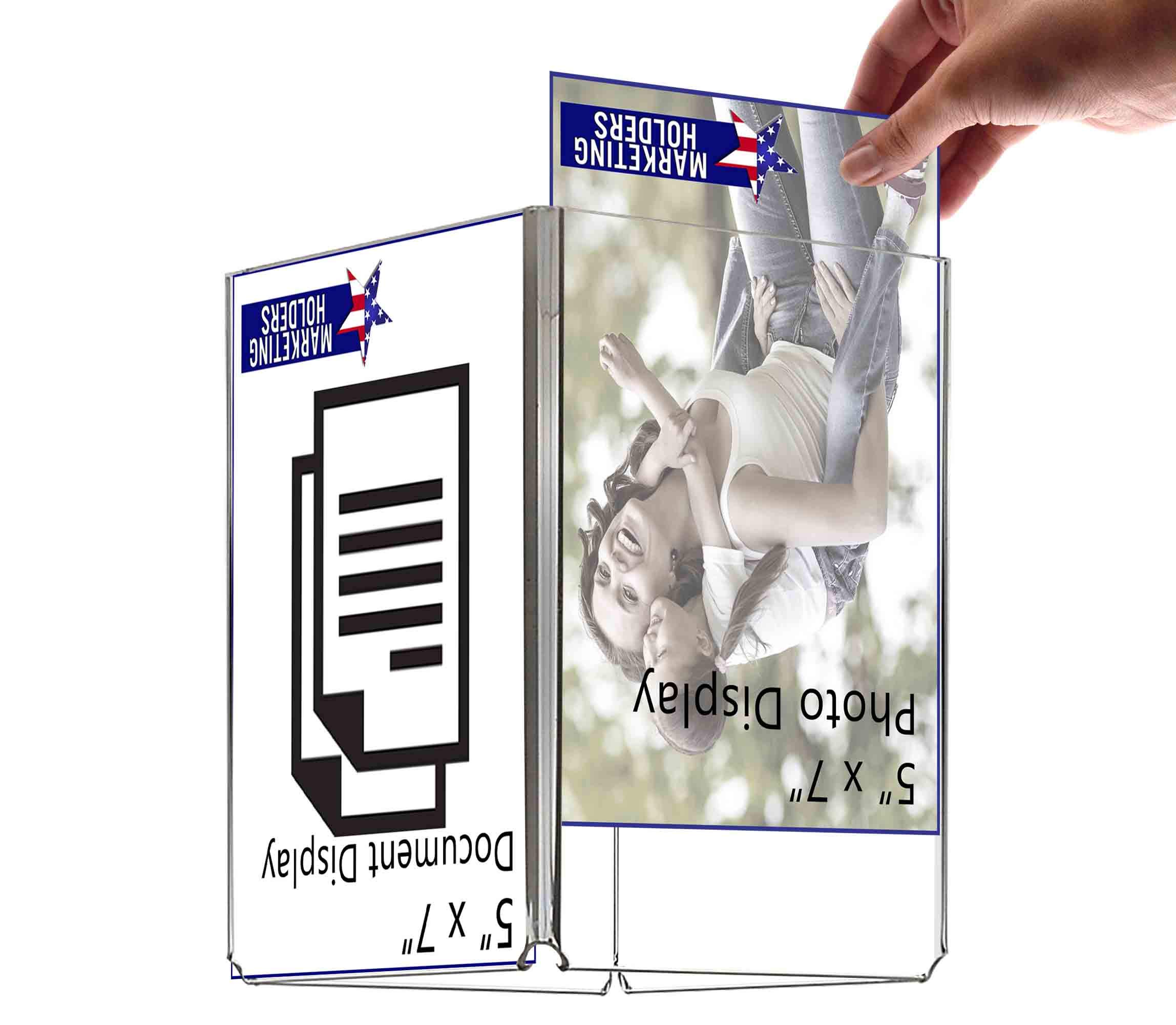 5" X 7" Spinning Sign Holder - Clear Acrylic Tabletop Display With Swivel Base, Green Edges, For Restaurants, Cafes, Retail - View #4