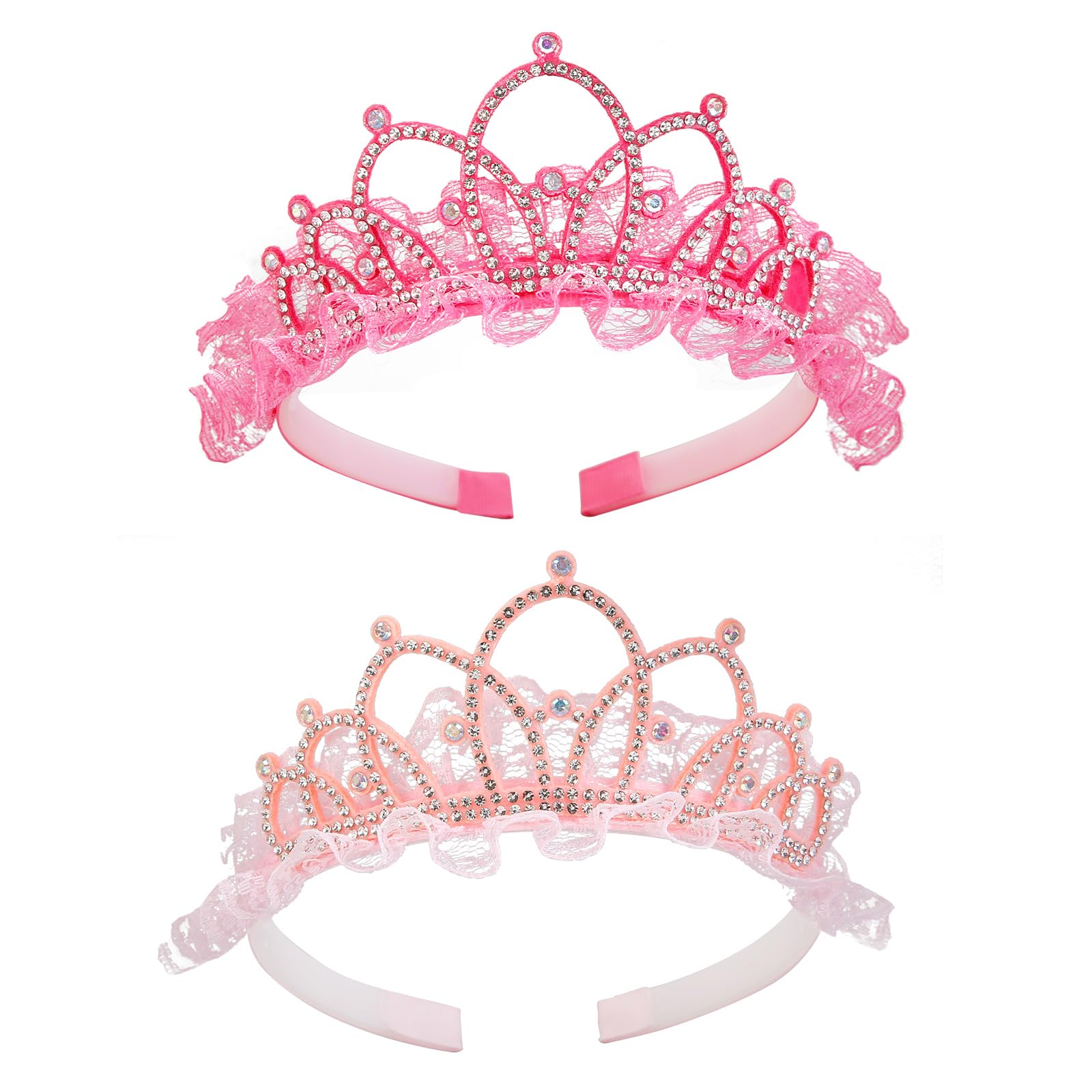 TEBIEKOY 2 Pcs Crown Tiaras for Women Pink Princess Crown