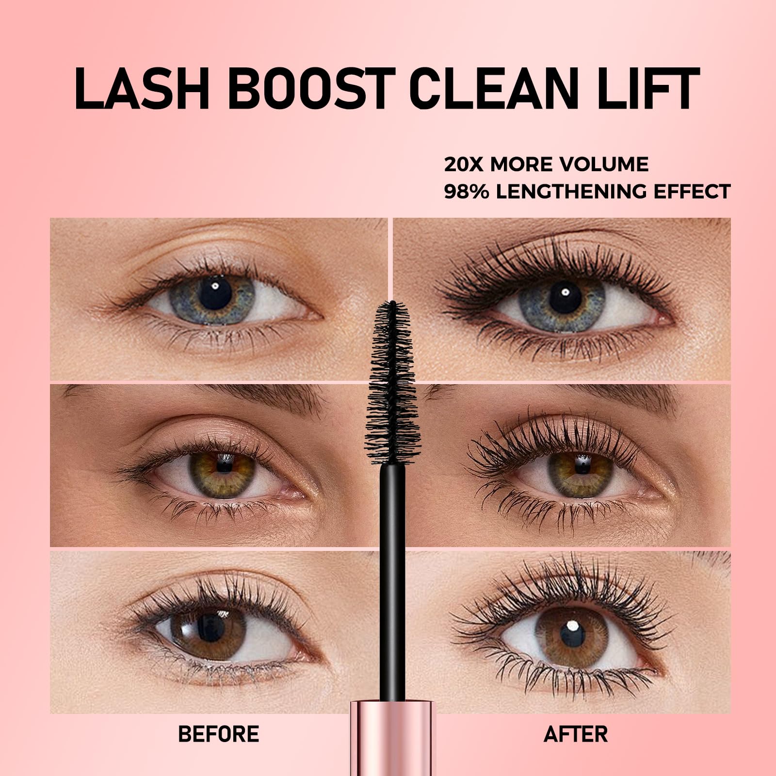 Mascara Liquid Lash Extensions, Lengthening & Volumizing Liquid Lash Extensions, Tubing Formula for Volume & Lift - Smudge, Flake & Fade Proof - Nourishing Formula Safe for Sensitive Eyes - 3
