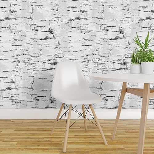 Miniatura 3 de Muestro de papel tapiz extraíble, corteza de abedul del bosque, árbol blanco, bosque neutro, aspecto texturizado sintético, papel tapiz prepegado