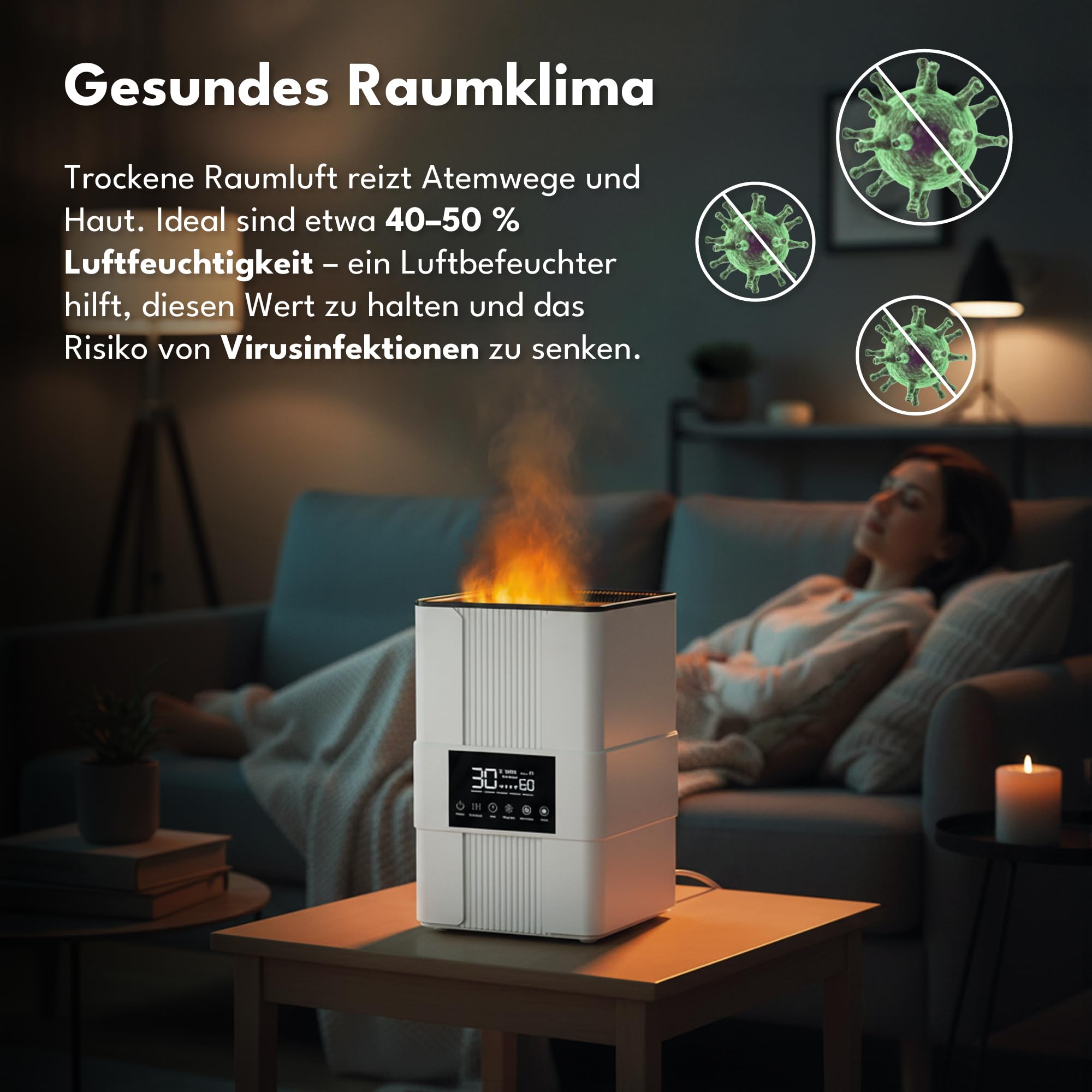 Premium dyfuzor do olejków eterycznych, dyfuzor zapachowy – nawilżacz powietrza, ultradźwiękowy, do aromaterapii, do sypialni, biura, wolny od BPA, 300 ml, biały, Varma.