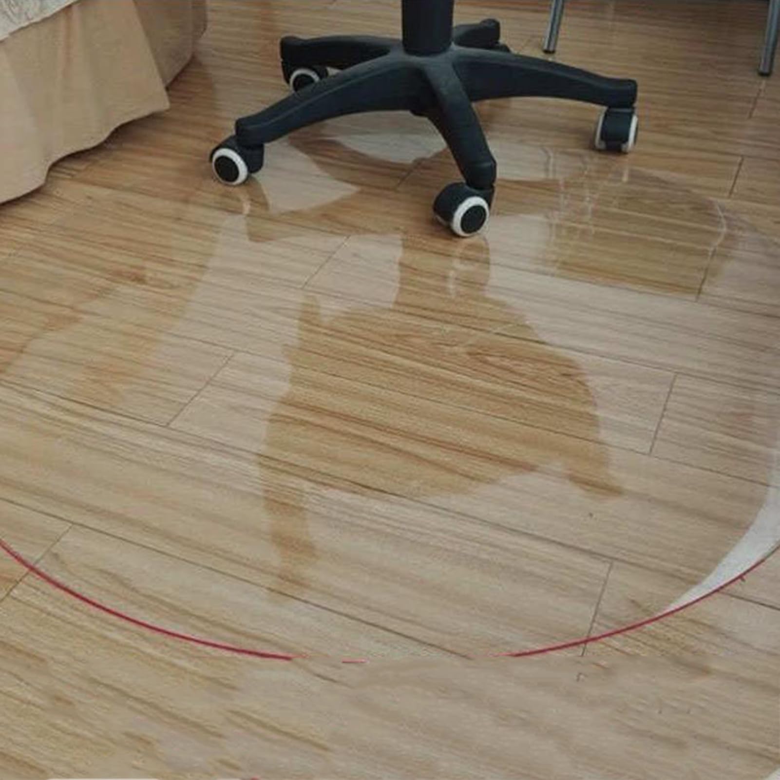 Alfombrilla Protectora para Suelos de PVC,Protector Suelo Transparente,Protector Suelo Silla Ruedas Redonda,Alfombra Protectora de Piso de Madera Dura,Debajo Escritorio (75cm,1.5mm)