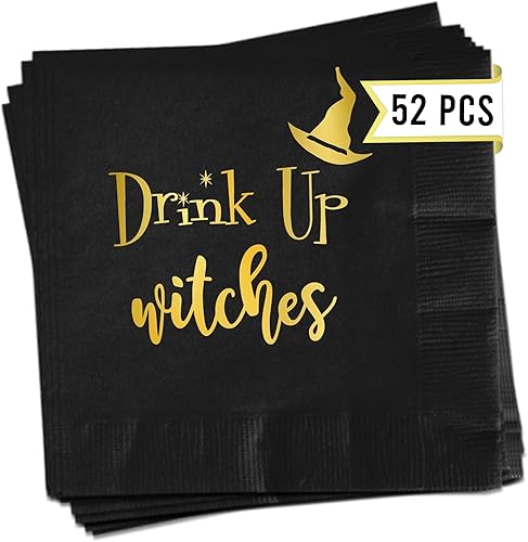 50 servilletas de Halloween de brujas de Drink Up 3 capas de papel de Halloween impresas en papel de Halloween servilletas de papel para fiestas
