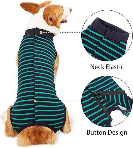Miniatura 4 de LIANZIMAU Traje de recuperación quirúrgica para perro, heridas abdominales transpirables y protege la piel, anti lamer, cono E, collar alternativo