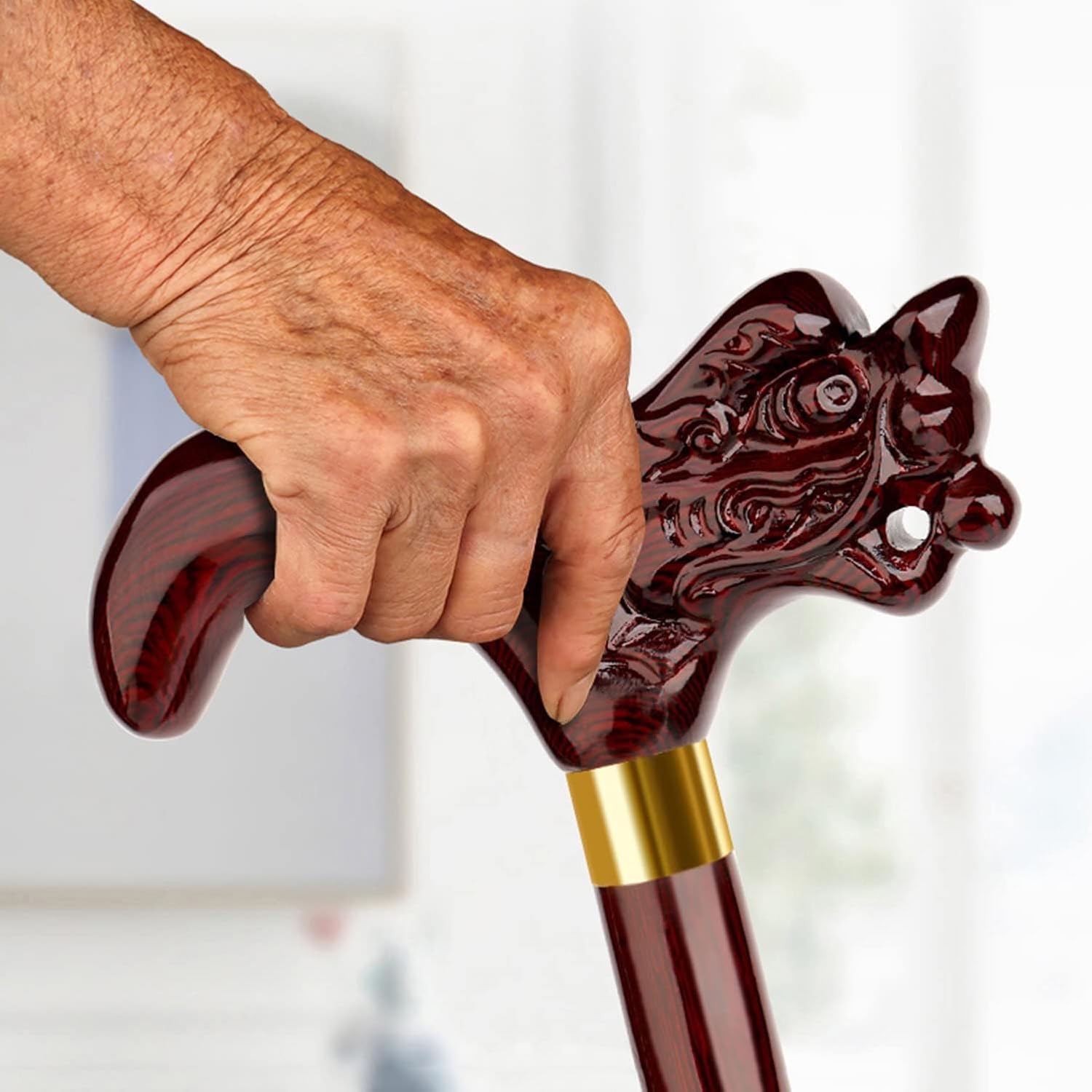 Bastón para Personas Mayores, Antideslizante, Ligero, De Madera, con Agarre Cómodo Y Ayuda para La Movilidad para Hombres Y Mujeres., Brown, 85cm