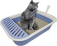 Vista 14 de Caja de arena plegable para gatos pequeña, 14.6 x 10.6 x 4.8 pulgadas, abierta, impermeable, de entrada baja, bandeja para orinal para gatitos