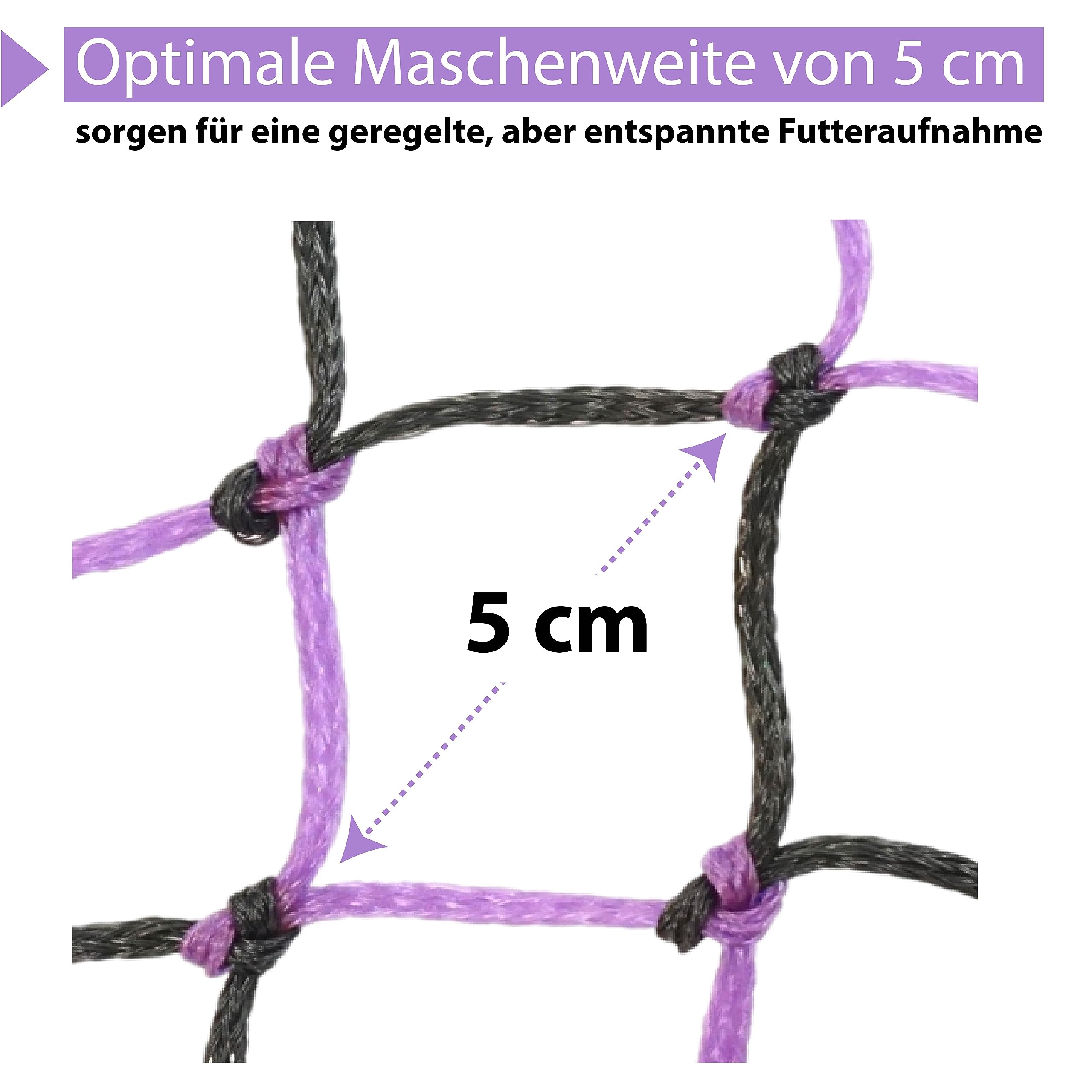 Extra Large Hay Net for Horses 5 x 5 cm Mesh Species-Appropriate Feeding Improved Digestion Hay Bag for Travelling Feeding Bag for Ponies Young Horses Old Horses Goats (1 x Black/Purple) - Image 2