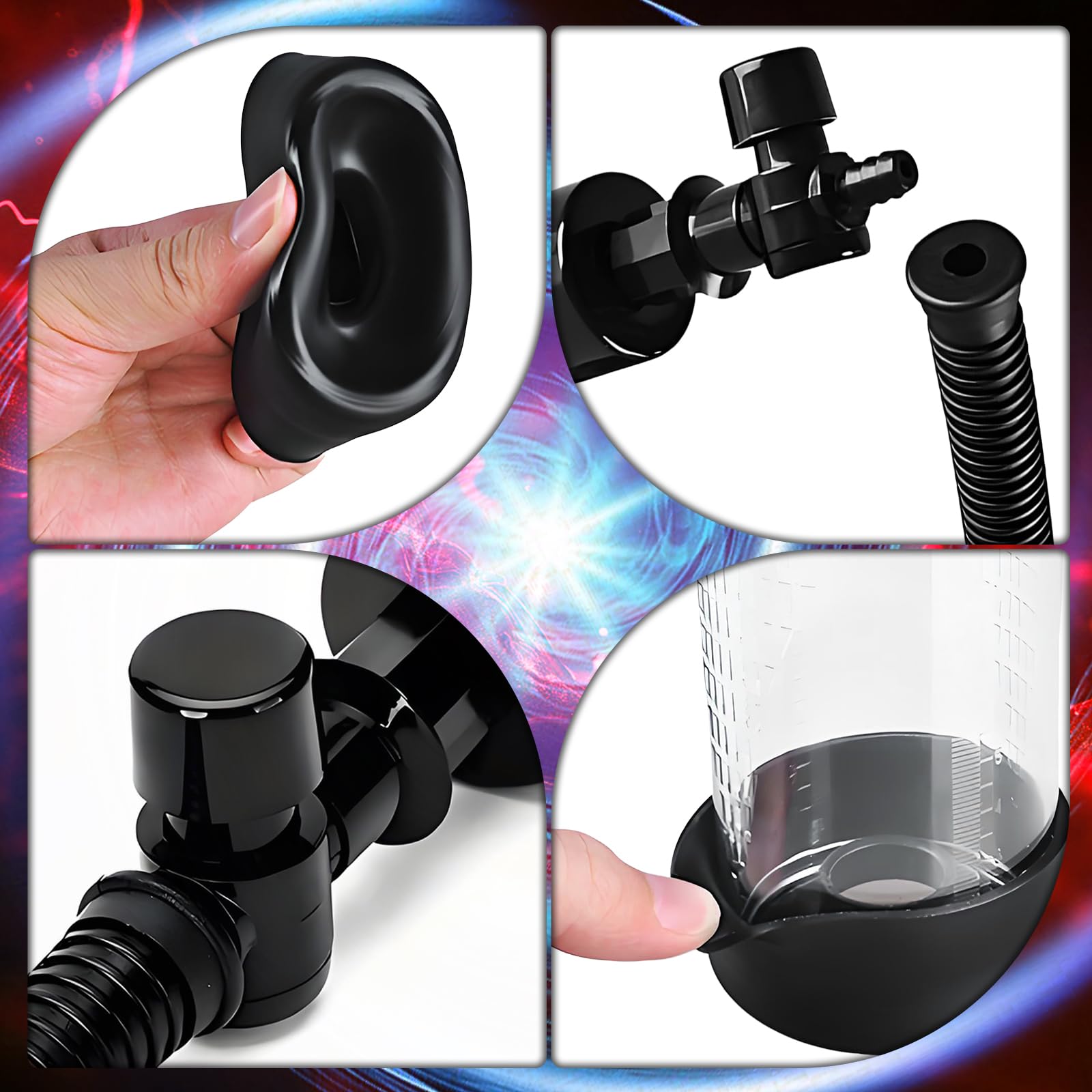 Sex Toýs Homme Pompes à Pénis avec Jouet en Silicone et 3 Gaines Pompe Penis Manuelle avec Manomètre et Échelle Extenseur de Pénis Masculin pour Agrandir Son Pénis Agrandisseur de Pénis (Negative,C)