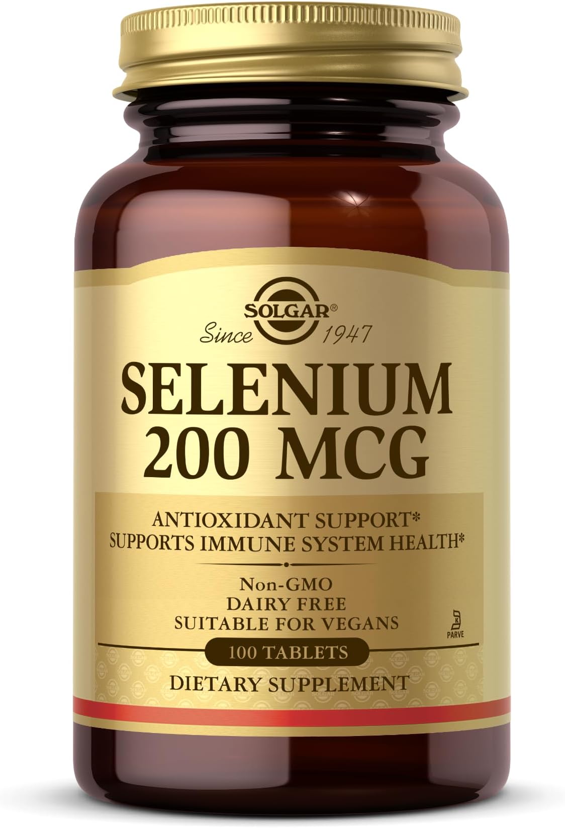 Solgar Selenium 200 mcg | 100 Tablets | Antioxidant Support & Immune System Health | Non-GMO, Dairy Free, Suitable for Vegans | Dietary Supplement
