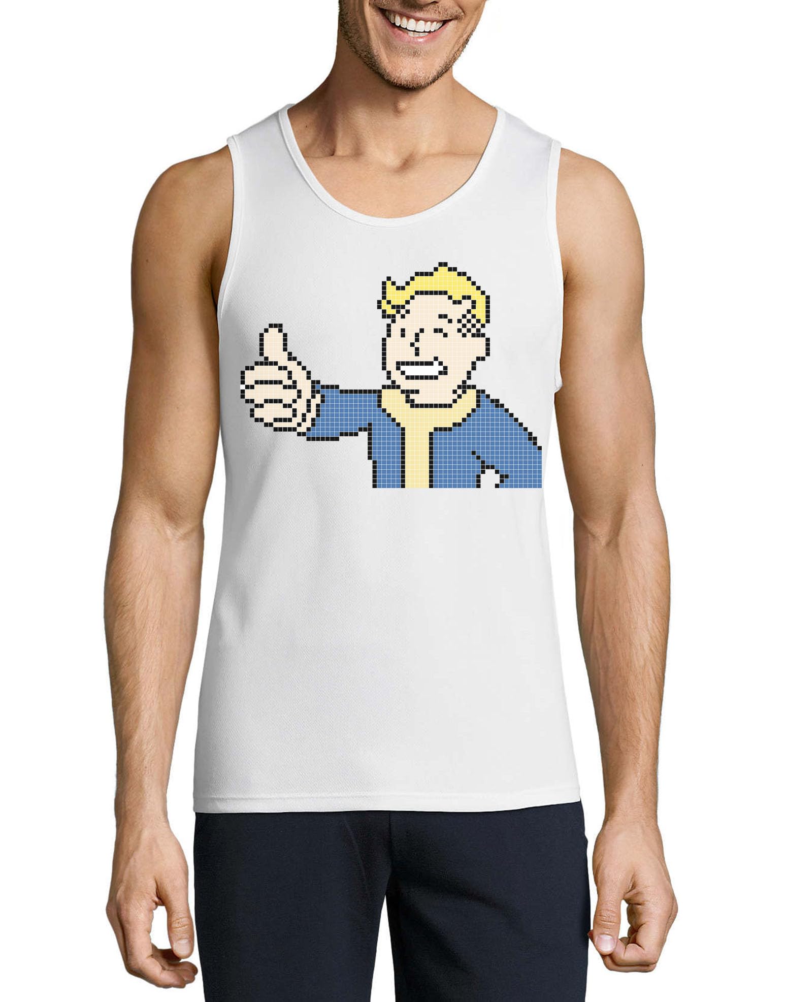 Camiseta sin mangas Guy Thumb Up de algodón premium para hombre 3