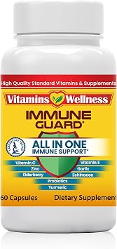 -10 in 1- Made in USA Immune Support SupplementElderberry Immune Guard and Booster with Zinc and Vitamin C, Vitamin B6, Turmeric, Garlic, Echinacea 60 Count/1 Month Supply