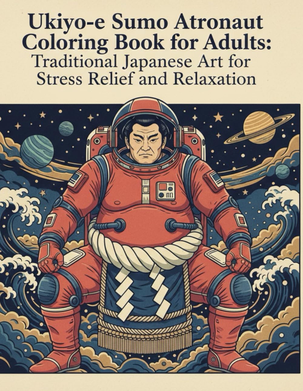 Ukiyo-e Sumo Astronaut Coloring Book for Adults: Traditional Japanese Art for Stress Relief and Relaxation: Japanese Art / Woodblock Print / Stress Relief / Mindfulness / Sumo Astronaut